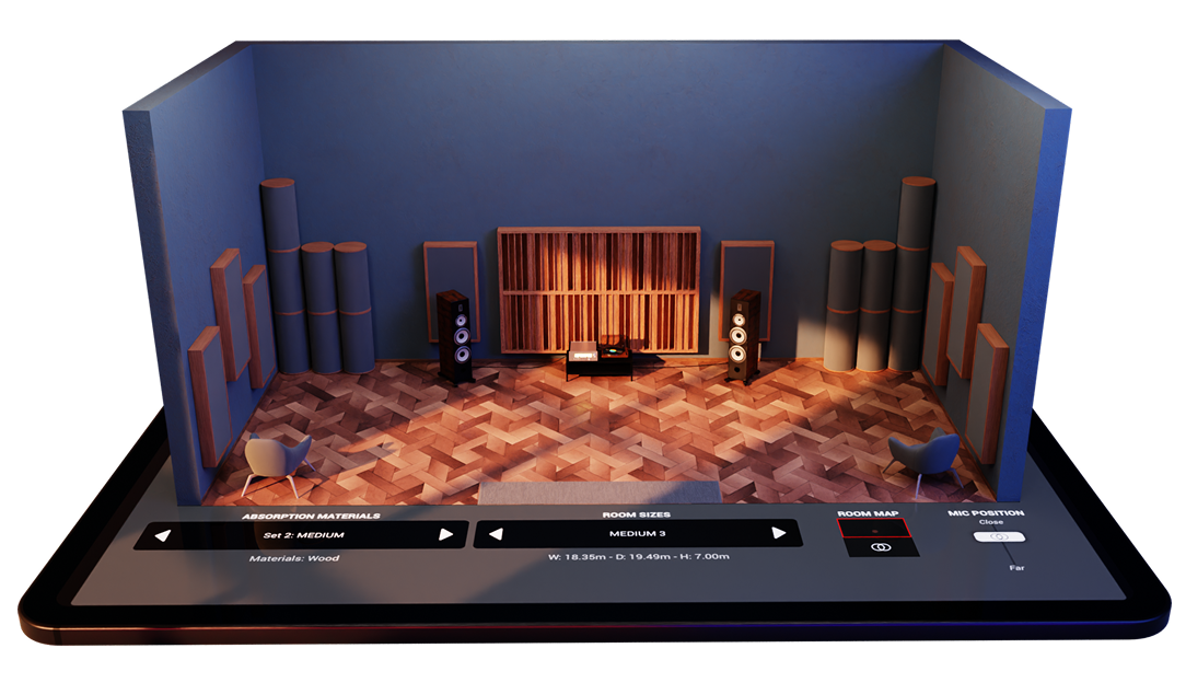 Ambiente room simulator — acoustic space on a tablet