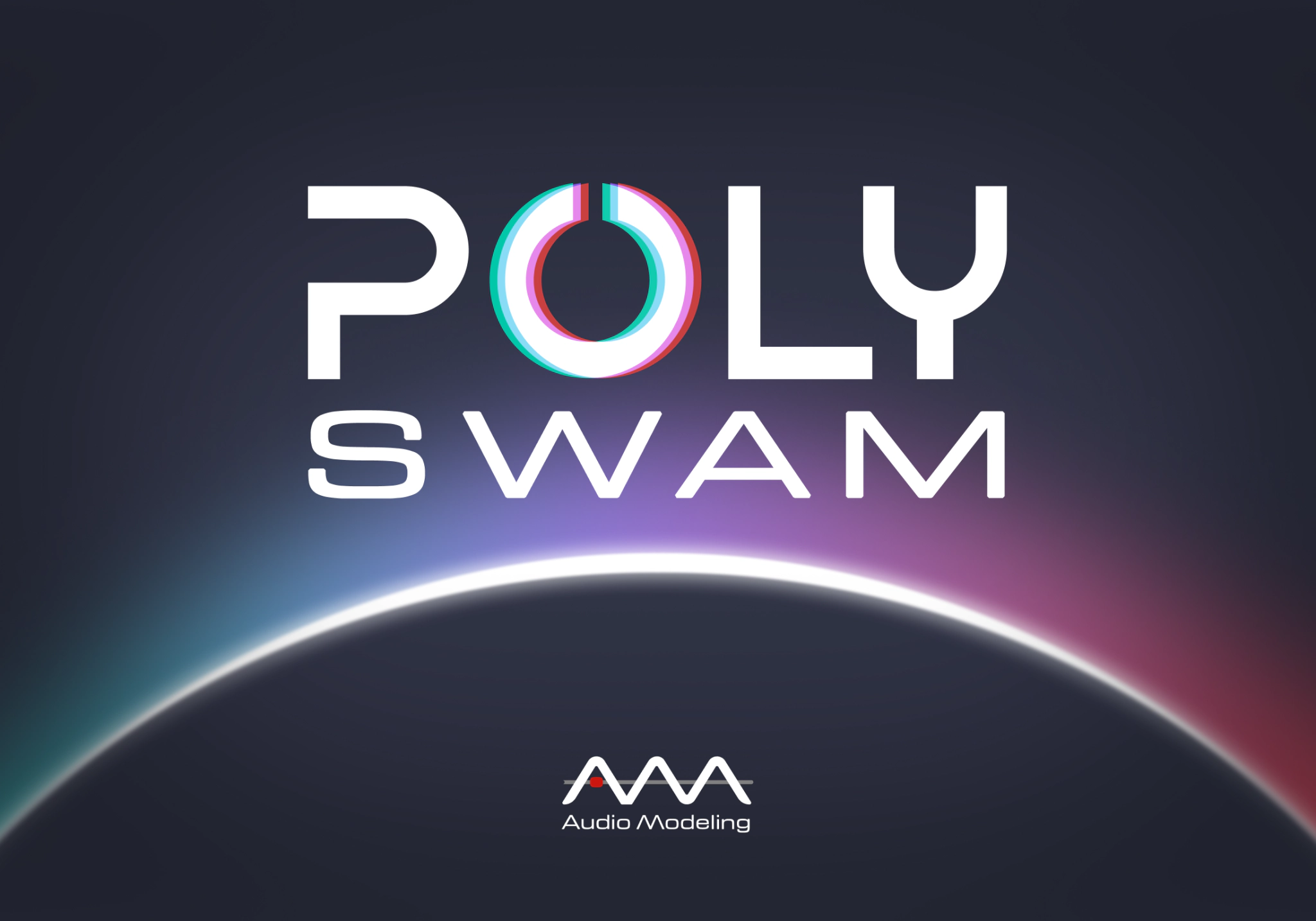PolySWAM key art — the PolySWAM logo rising over a glowing horizon